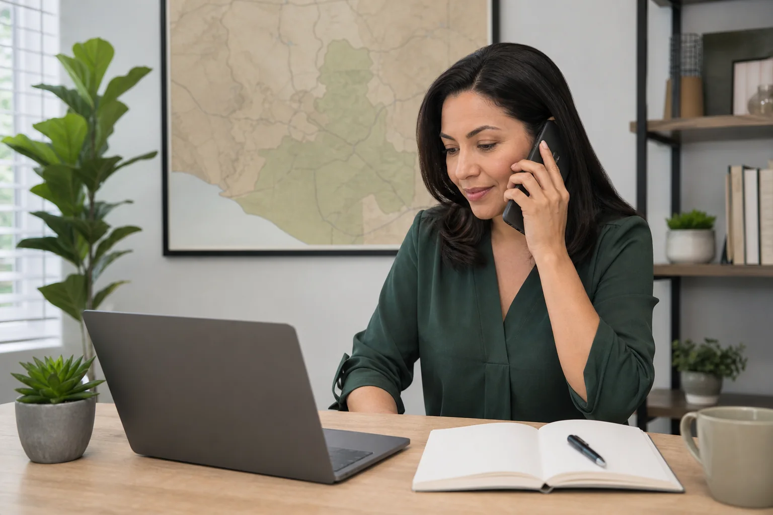 Person checking a provider list and confirming details by phone